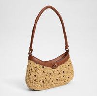 LAYLA FLORAL RAFFIA SHOULDER BAG